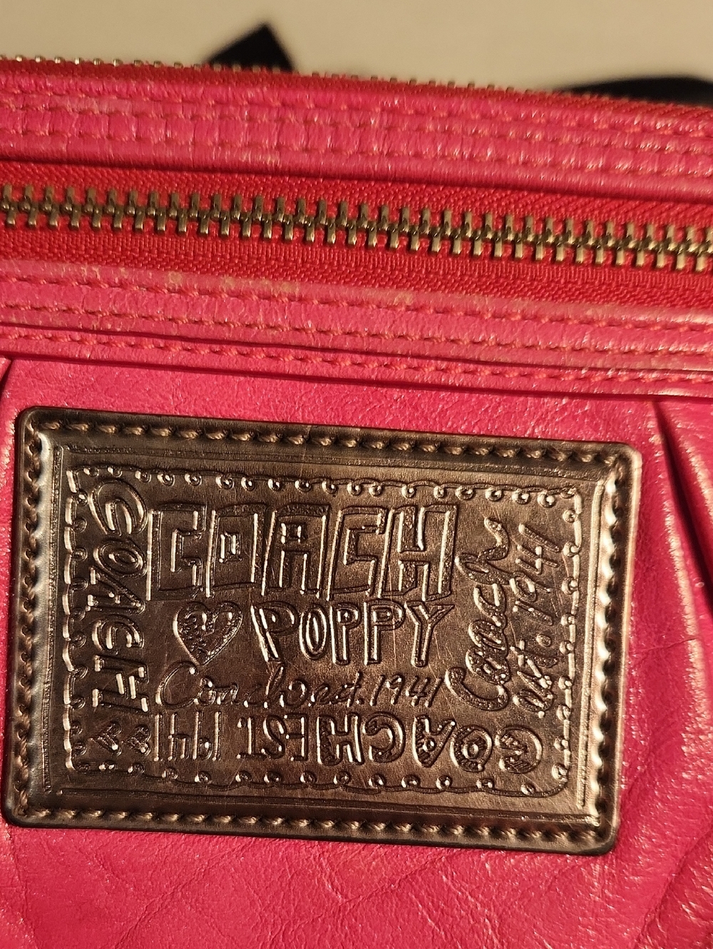 Coach Poppy Hot Pink Leather Crossbody Bag with Matching Coach Poppy Card Case - Picture 6 of 12